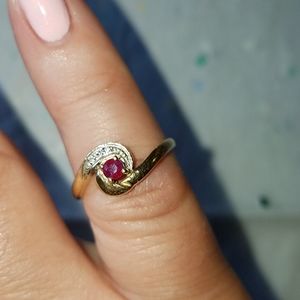 14K GOLD RUBY AND DIAMOND RING